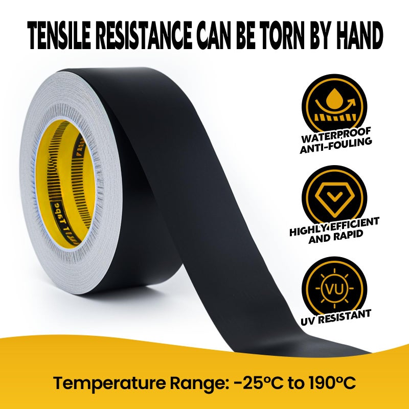 LLPT Aluminum Black Foil Tape 2 Inches x 55 Yards 3.94 Mil Heavy Duty Adhesive HVAC Sealing Hot Cold Air Duct Tape for Pipe Metal Repair (BF255) - Image 2